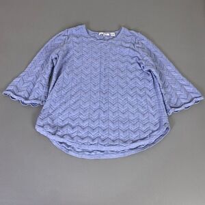 eight eight eight Sweater Plus Size 1X Lavender Chevron Knit Bell Sleeve‎ Top